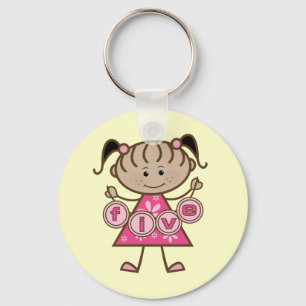 Little Girl 5th Birthday Tshirts and Gifts Key Ring