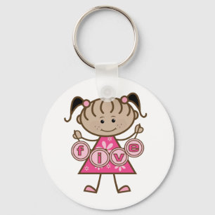 Little Girl 5th Birthday Tshirts and Gifts Key Ring