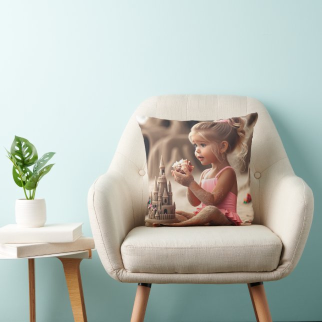 Little Girl Admiring a Seashell Cushion (Chair)