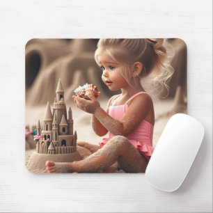 Little Girl Admiring a Seashell Mouse Mat