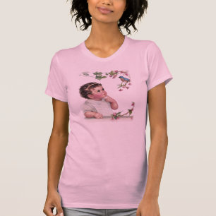 Little Girl and Blue Bird T-Shirt
