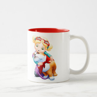 Little Girl and Bulldog Personalised Mug
