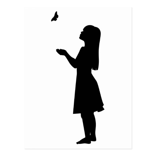 Little Girl And Butterfly Silhouette Child Nature Postcard Zazzle Co Uk