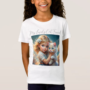 Little Girl and Cute Cat Friend T-Shirt