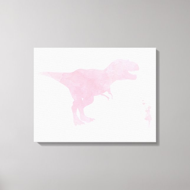 Little Girl and Dinosaur Canvas - Girls TRex Art (Front)