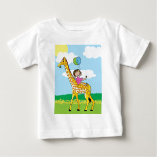 Little Girl and Giraffe Baby T-Shirt