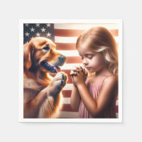 Little Girl and Golden Retriever Praying