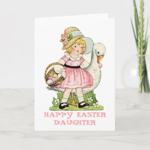 Little Girl and Goose Happy Easter Daughter Card