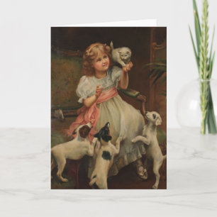 Little Girl and Her Pets, Card