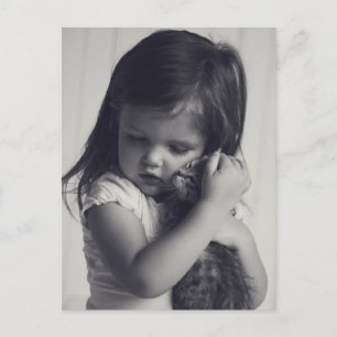 Little girl and kitten postcard