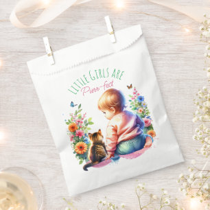 Little Girl and Kitten Watercolor Baby Shower Favour Bags