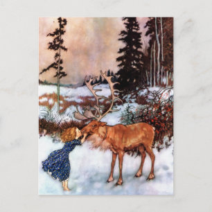 Little Girl and Moose Postcard