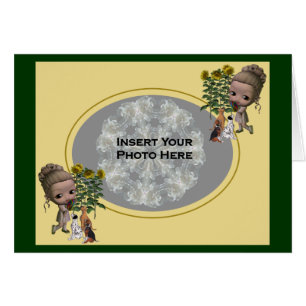 Little Girl And Puppies Photo Card