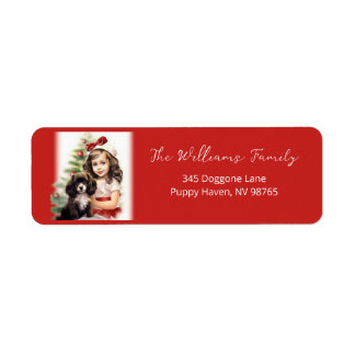 Little Girl and Puppy Photo Christmas 