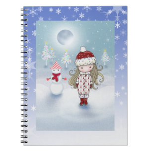 Little Girl and Snowman Holiday Notebook
