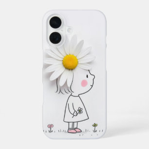 Little Girl and White Daisy iPhone 16 Case