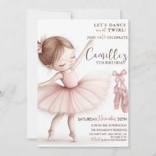 Little Girl Ballerina birthday Invitation