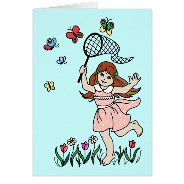 Little Girl Barefoot in the Park and Butterfly Net (Front)