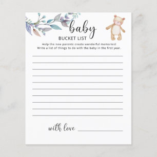 Little girl Bear Baby bucket list