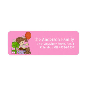 Little Girl Birthday Party d1 Return Address Label