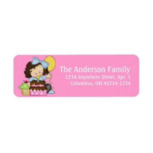 Little Girl Birthday Party d2 Return Address Label