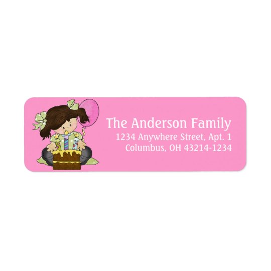 Little Girl Birthday Party d3 Return Address Label