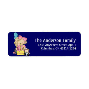 Little Girl Birthday Party d4 Return Address Label