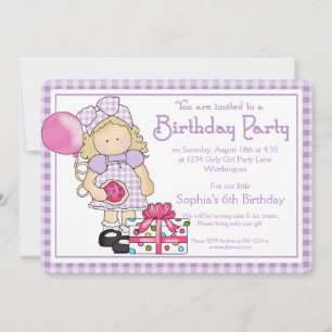 Little Girl Birthday Party Invite Country Girl d4