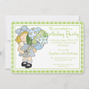 Little Girl Birthday Party Invite Country Girl d6