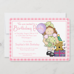 Little Girl Birthday Party Invite Country Girl d9