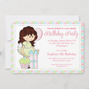 Little Girl Birthday Party Invite Girly Girl d1