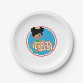 Little Girl Birthday Party. Little Queen Black Bal Paper Plate