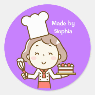 Little Girl Chef Classic Round Sticker