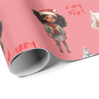 Little Girl Christmas Holiday Wrapping Paper