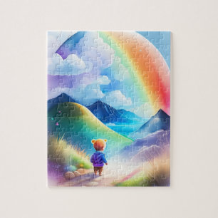Little Girl Colourful Fantasy World With Rainbow Jigsaw Puzzle