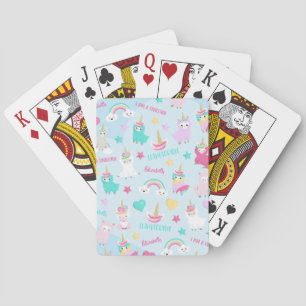 Little Girl Cute Llamacorn Pastel Pattern Playing Cards
