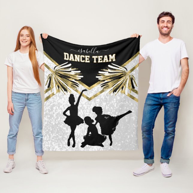 Little Girl Dance Team Black, White and Gold   Fleece Blanket (In Situ)