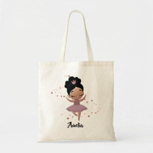 Little Girl Dancing Ballerina w/Crown, Rose Gold Tote Bag