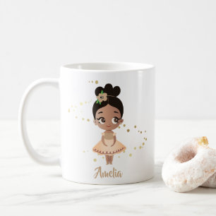 Little Girl Dancing Ballerina w/Flower, Gold Coffee Mug