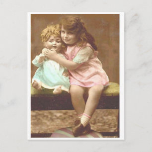 little girl doll vintage postcard