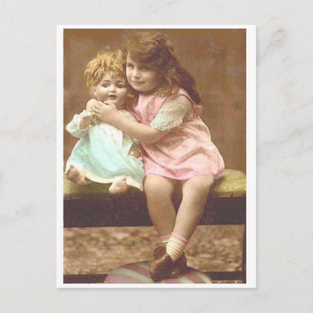 little girl doll vintage postcard (Front)