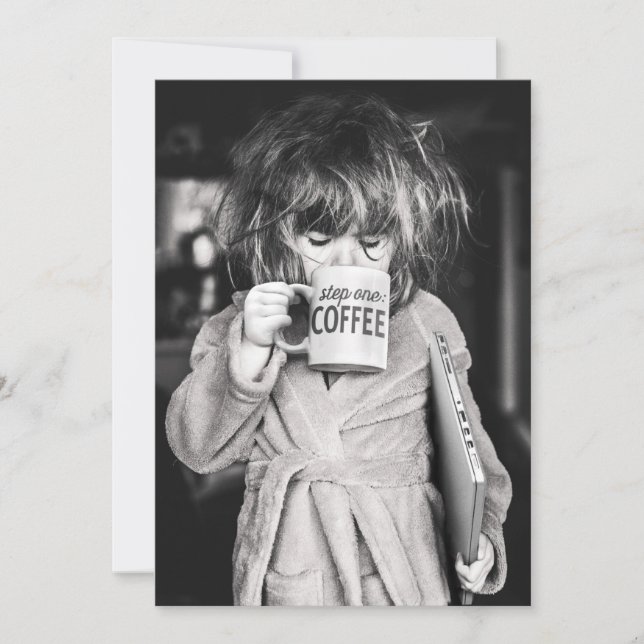 Little Girl Drinking Coffee Invitation (Front)