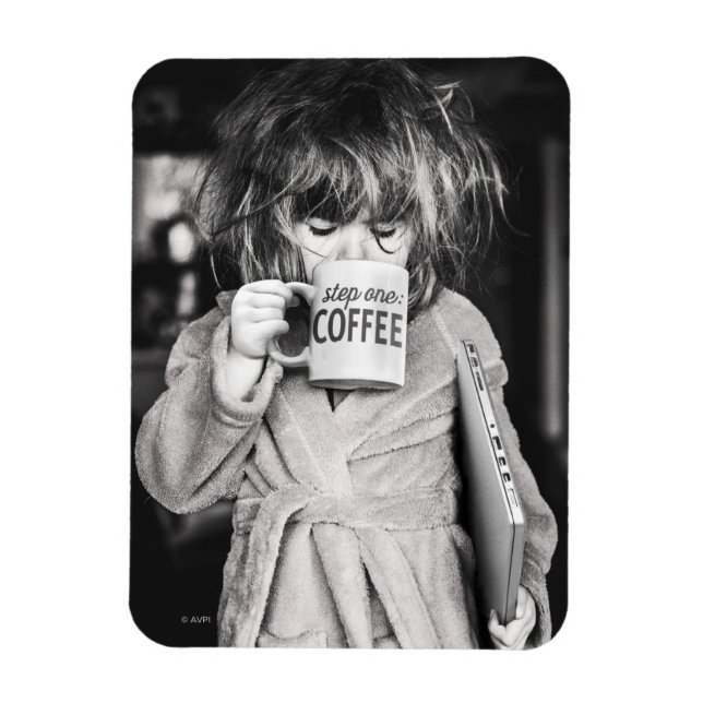 Little Girl Drinking Coffee Magnet (Vertical)