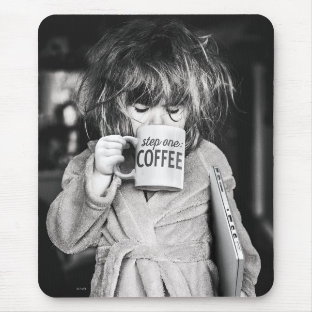 Little Girl Drinking Coffee Mouse Mat (Front)