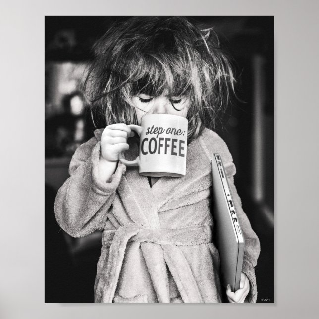 Little Girl Drinking Coffee Poster (Front)