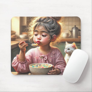 Little Girl Eating Cereal Mouse Mat