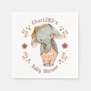 Little Girl Elephant Baby Shower Napkin