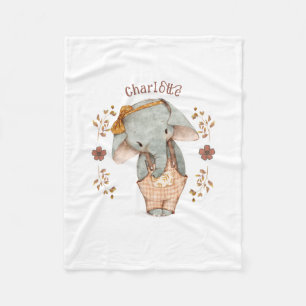 Little Girl Elephant  Fleece Blanket