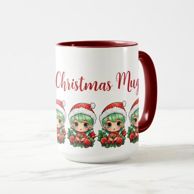 Little Girl Elf Xmas Magic Customized Mug (Front Right)