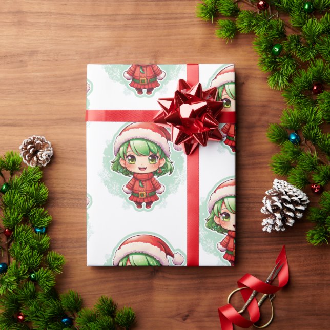 Little Girl Elf Xmas Magic Wrapping Paper (Holiday Gift)